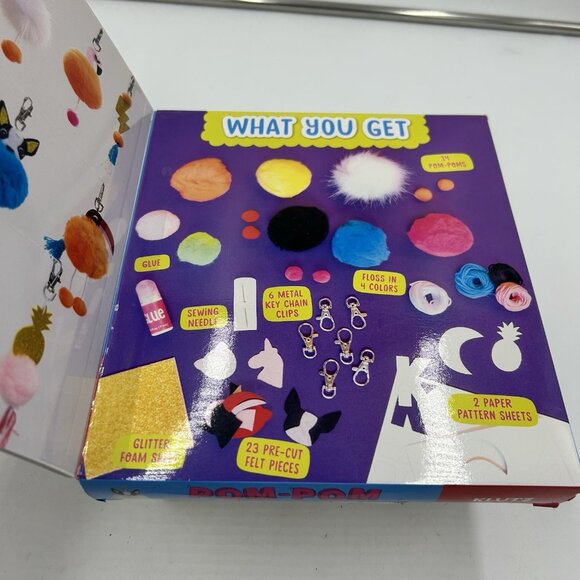 KLUTZ New Pom Pom Backpack Clips Craft Kit & Book Makes 6 Charms Ages 10+ - Picture 5 of 8